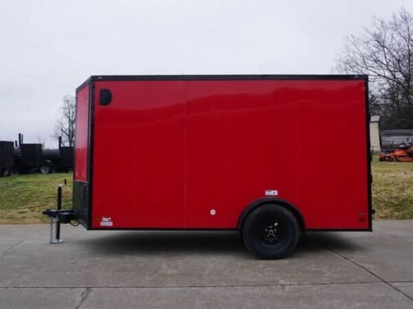 7×12 Enclosed Trailer Red V-Nose Blackout Package 3,500lb Axle Storage - Image 3