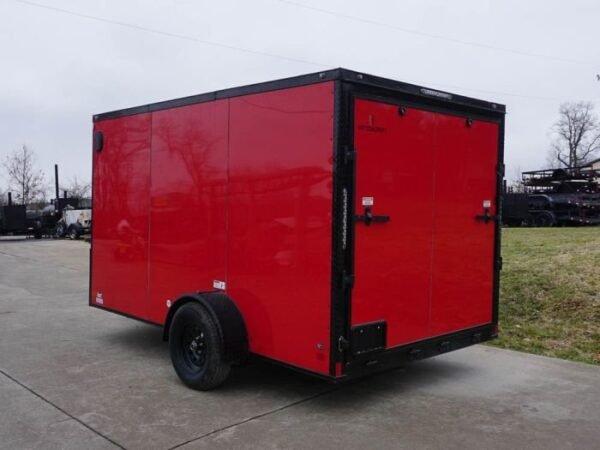 7×12 Enclosed Trailer Red V-Nose Blackout Package 3,500lb Axle Storage - Image 4