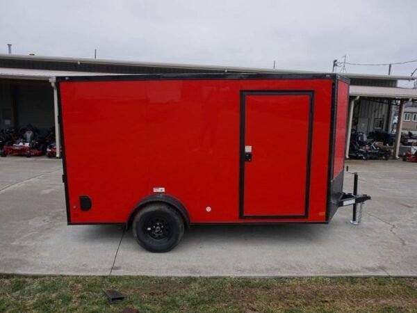 7×12 Enclosed Trailer Red V-Nose Blackout Package 3,500lb Axle Storage - Image 6