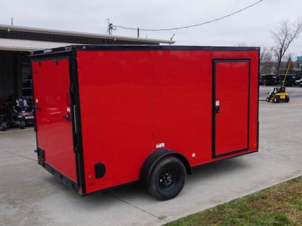 7×12 Enclosed Trailer Red V-Nose Blackout Package 3,500lb Axle Storage - Image 7