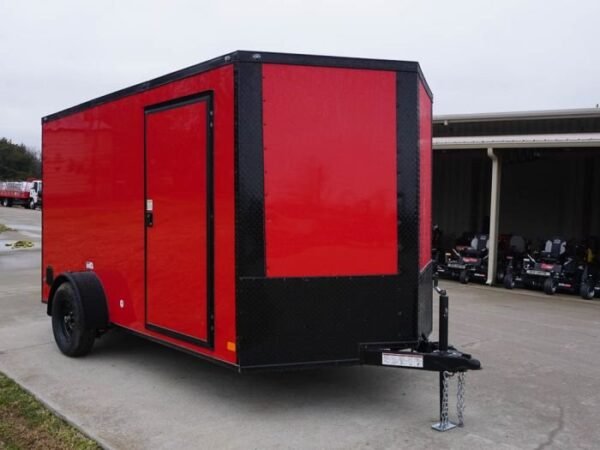 7×12 Enclosed Trailer Red V-Nose Blackout Package 3,500lb Axle Storage - Image 8