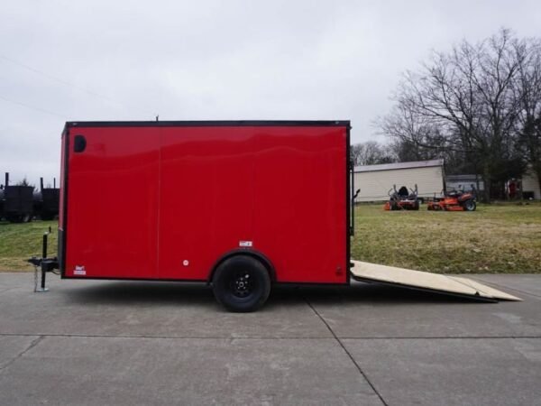 7×12 Enclosed Trailer Red V-Nose Blackout Package 3,500lb Axle Storage - Image 14