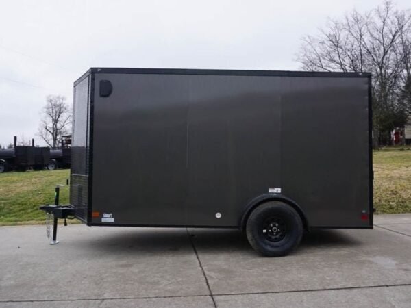 7×12 Enclosed Trailer Charcoal V-Nose Blackout Package 3,500lb Axle Storage - Image 4