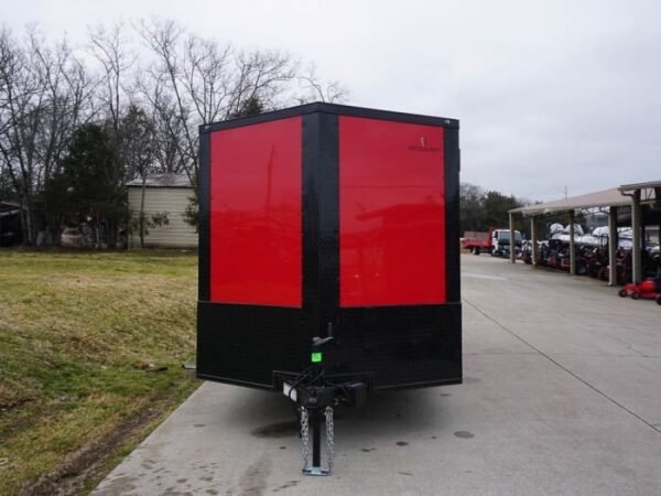 7×14 Enclosed Trailer Red V-Nose Blackout Package 3,500lb Axle Storage - Image 2