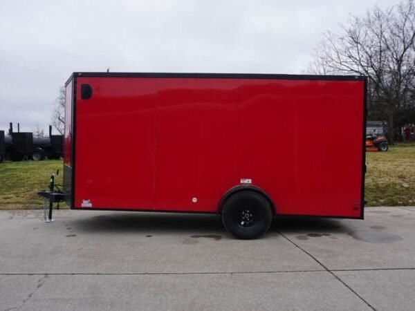 7×14 Enclosed Trailer Red V-Nose Blackout Package 3,500lb Axle Storage - Image 4