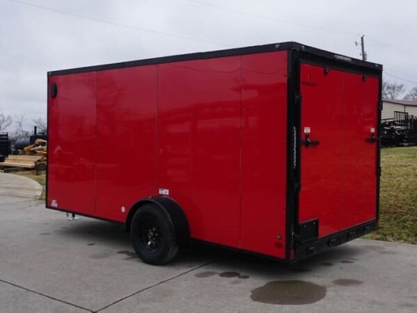 7×14 Enclosed Trailer Red V-Nose Blackout Package 3,500lb Axle Storage - Image 5