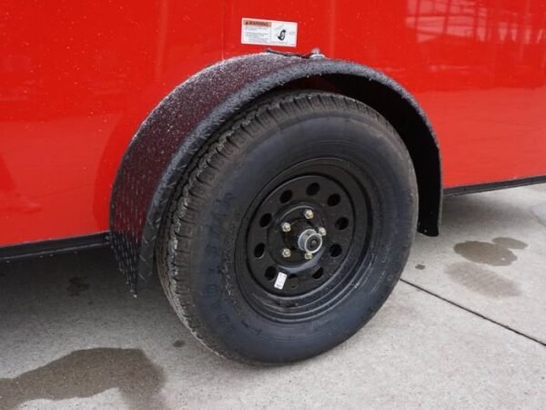 7×14 Enclosed Trailer Red V-Nose Blackout Package 3,500lb Axle Storage - Image 14