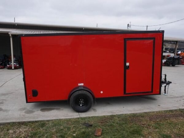 7×14 Enclosed Trailer Red V-Nose Blackout Package 3,500lb Axle Storage - Image 7