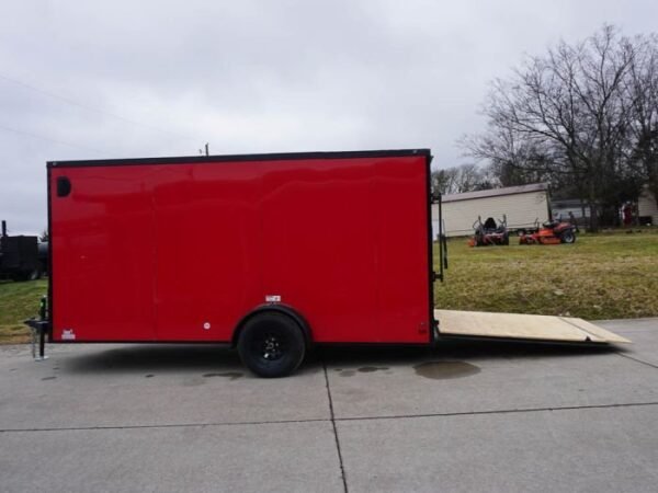 7×14 Enclosed Trailer Red V-Nose Blackout Package 3,500lb Axle Storage - Image 8