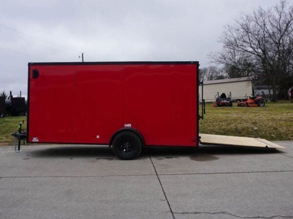 7×14 Enclosed Trailer Red V-Nose Blackout Package 3,500lb Axle Storage - Image 11