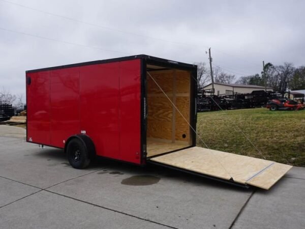 7×14 Enclosed Trailer Red V-Nose Blackout Package 3,500lb Axle Storage - Image 9