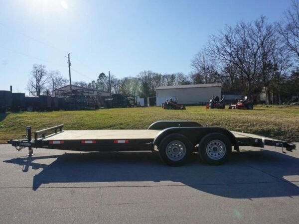 7×18 Wood Deck Car Hauler (2) 3500lb Axle w/ Brake and Ramps - Image 4