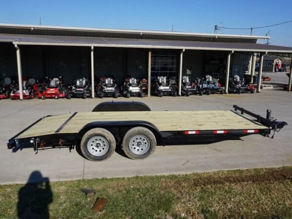 7×18 Wood Deck Car Hauler (2) 3500lb Axle w/ Brake and Ramps - Image 8