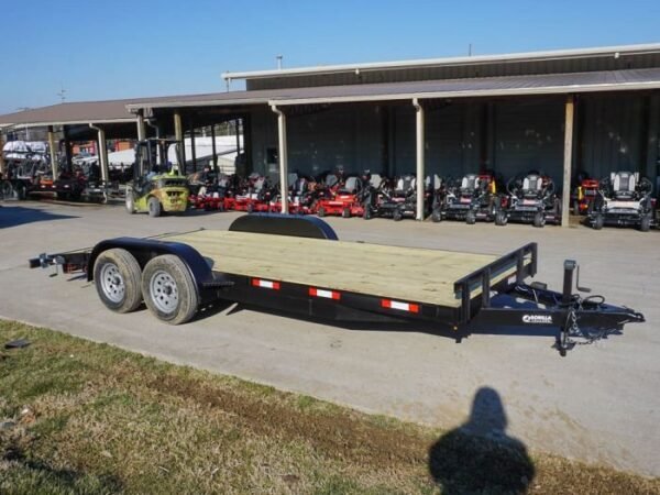 7×18 Wood Deck Car Hauler (2) 3500lb Axle w/ Brake and Ramps