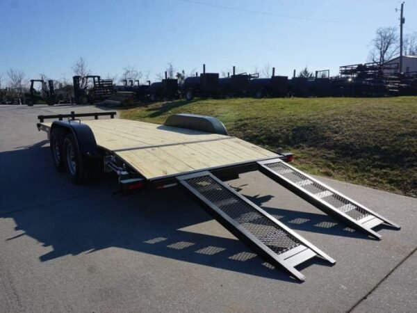 7×18 Wood Deck Car Hauler (2) 3500lb Axle w/ Brake and Ramps - Image 9