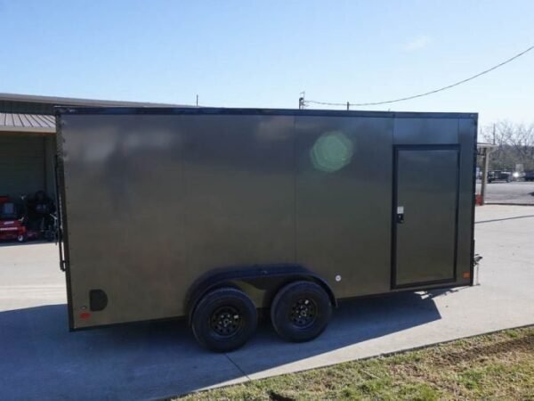 7×16 Enclosed Trailer Charcoal V-Nose Blackout Package Tandem Axle Storage - Image 9
