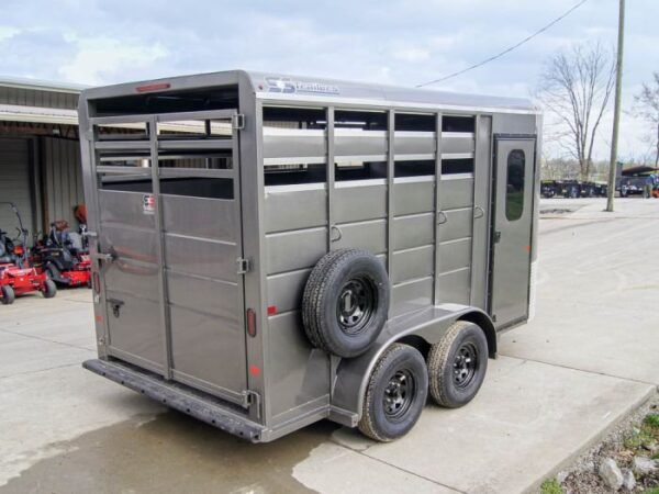 14ft Charcoal Horse Livestock Cattle Trailer (2) 3,500lb Axles with Dressing Room - Image 3