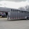 24ft Charcoal Gooseneck Livestock Trailer with Padded Floors (2) 7K Axles - Image 3