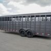 24ft Charcoal Gooseneck Livestock Trailer with Padded Floors (2) 7K Axles - Image 4