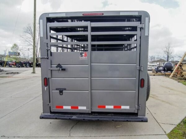 24ft Charcoal Gooseneck Livestock Trailer with Padded Floors (2) 7K Axles - Image 7