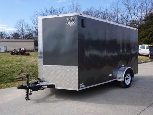 7×12 Enclosed Charcoal Trailer with Silver ATP 3500lb Axle Storage