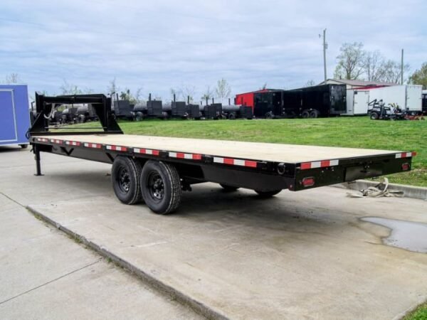 8.5×25 IBeam Gooseneck Straight Deckover Trailer (2) 7K Axles Slide Ramps - Image 4