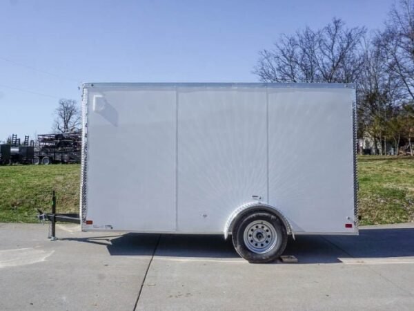 Enclosed Trailer 6’x12′ White V-Nose 3,500 lb. Axle Polycore Side Storage - Image 3