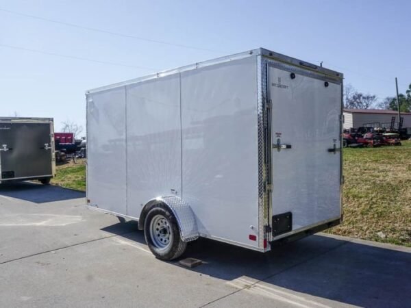 Enclosed Trailer 6’x12′ White V-Nose 3,500 lb. Axle Polycore Side Storage - Image 4