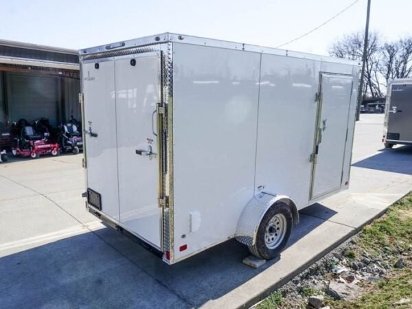 Enclosed Trailer 6’x12′ White V-Nose 3,500 lb. Axle Polycore Side Storage - Image 6