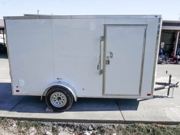 Enclosed Trailer 6’x12′ White V-Nose 3,500 lb. Axle Polycore Side Storage - Image 7