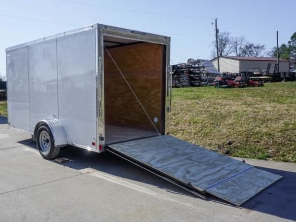 Enclosed Trailer 6’x12′ White V-Nose 3,500 lb. Axle Polycore Side Storage - Image 12