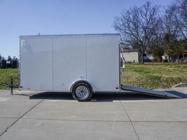 Enclosed Trailer 6’x12′ White V-Nose 3,500 lb. Axle Polycore Side Storage - Image 13