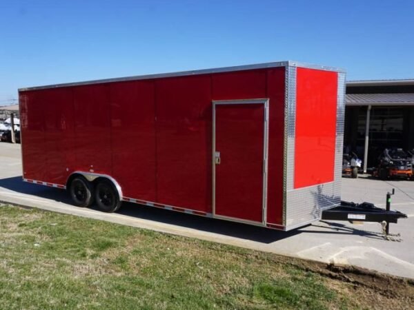 8.5×24 Red Enclosed Trailer (2) 5200lb Axles 7.5 Interior Height Storage