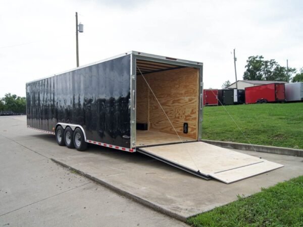 8.5×32 Flat Nose Black Enclosed Trailer (3) 7K Axles