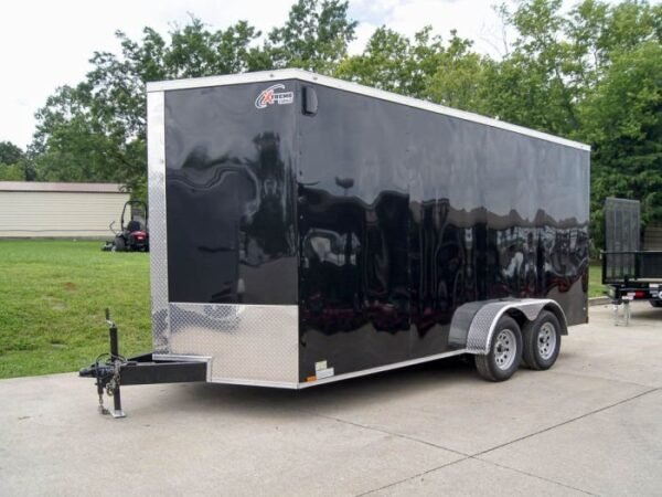 7×16 Black V-Nose Enclosed Storage Trailer (2) 3,500lb Axles - Image 2