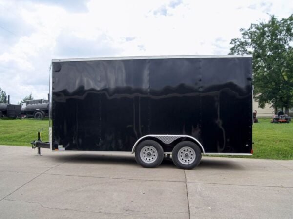 7×16 Black V-Nose Enclosed Storage Trailer (2) 3,500lb Axles - Image 3