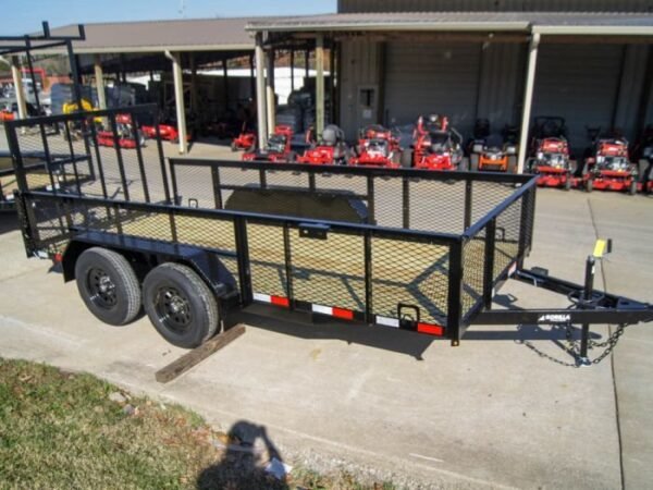 6.4×14 Straight Deck Utility Trailer 2ft Mesh Sides (2) 3500lb Axles - Image 2