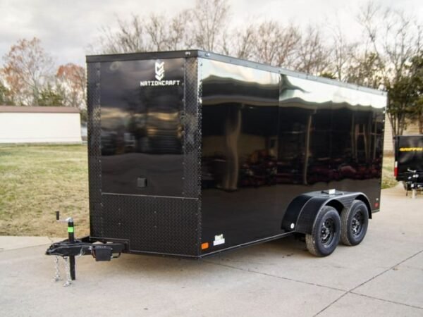 7×14 Black V-Nose Enclosed Trailer Blkout Pkg (2) 3,500lb Axles Elec Pkg - Image 3