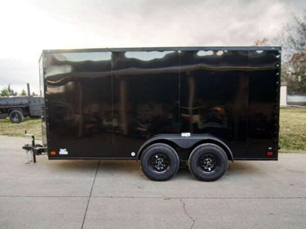 7×14 Black V-Nose Enclosed Trailer Blkout Pkg (2) 3,500lb Axles Elec Pkg - Image 4