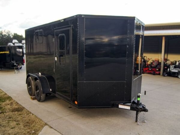 7×14 Black V-Nose Enclosed Trailer Blkout Pkg (2) 3,500lb Axles Elec Pkg - Image 8