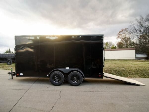 7×14 Black V-Nose Enclosed Trailer Blkout Pkg (2) 3,500lb Axles Elec Pkg - Image 9