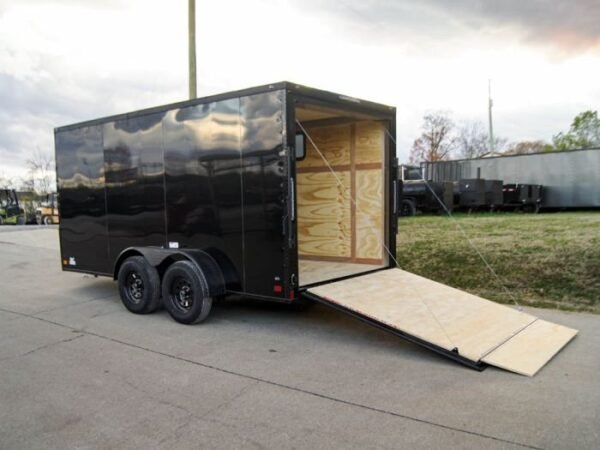 7×14 Black V-Nose Enclosed Trailer Blkout Pkg (2) 3,500lb Axles Elec Pkg - Image 10