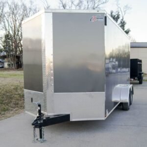 7×16 Charcoal V-Nose Enclosed Storage Trailer (2) 3,500lb Axles