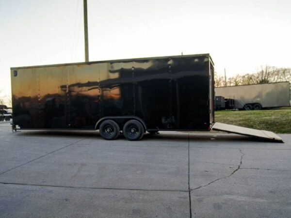 8.5×24 Black V-Nose Enclosed Trailer Blackout Pkg (2) 5,200lb Axles - Image 15
