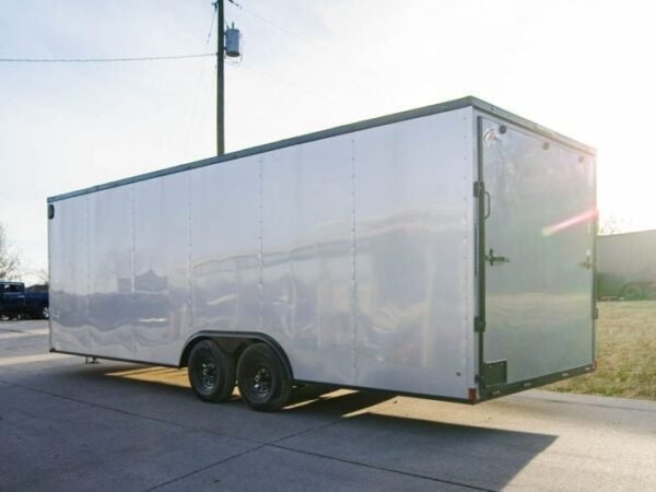8.5×24 Silver V-Nose Enclosed Trailer Blackout Pkg (2) 5,200lb Axles - Image 4