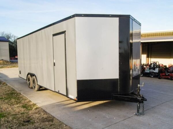 8.5×24 Silver V-Nose Enclosed Trailer Blackout Pkg (2) 5,200lb Axles - Image 8