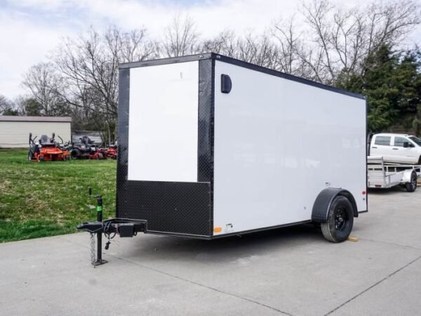 7×12 Enclosed Trailer White V-Nose Blackout Package 3,500lb Axle Storage - Image 3