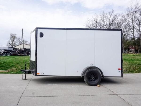 7×12 Enclosed Trailer White V-Nose Blackout Package 3,500lb Axle Storage - Image 4