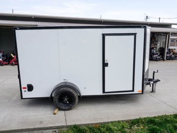 7×12 Enclosed Trailer White V-Nose Blackout Package 3,500lb Axle Storage - Image 8