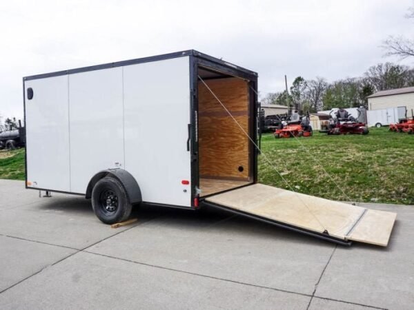 7×12 Enclosed Trailer White V-Nose Blackout Package 3,500lb Axle Storage - Image 13